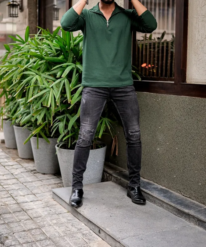 Dark Green Casual Button Up Shirt