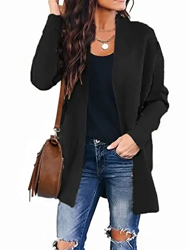 Women's Long Sleeves Open Front Leopard Print Knitted Sweater Cardigan Coat Outwear