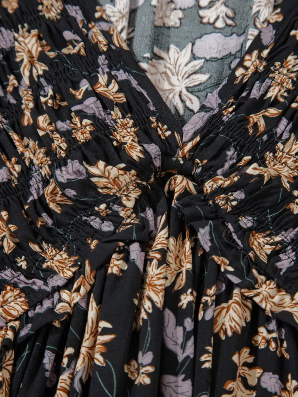 Floral V Neck Smocked Dress Casual