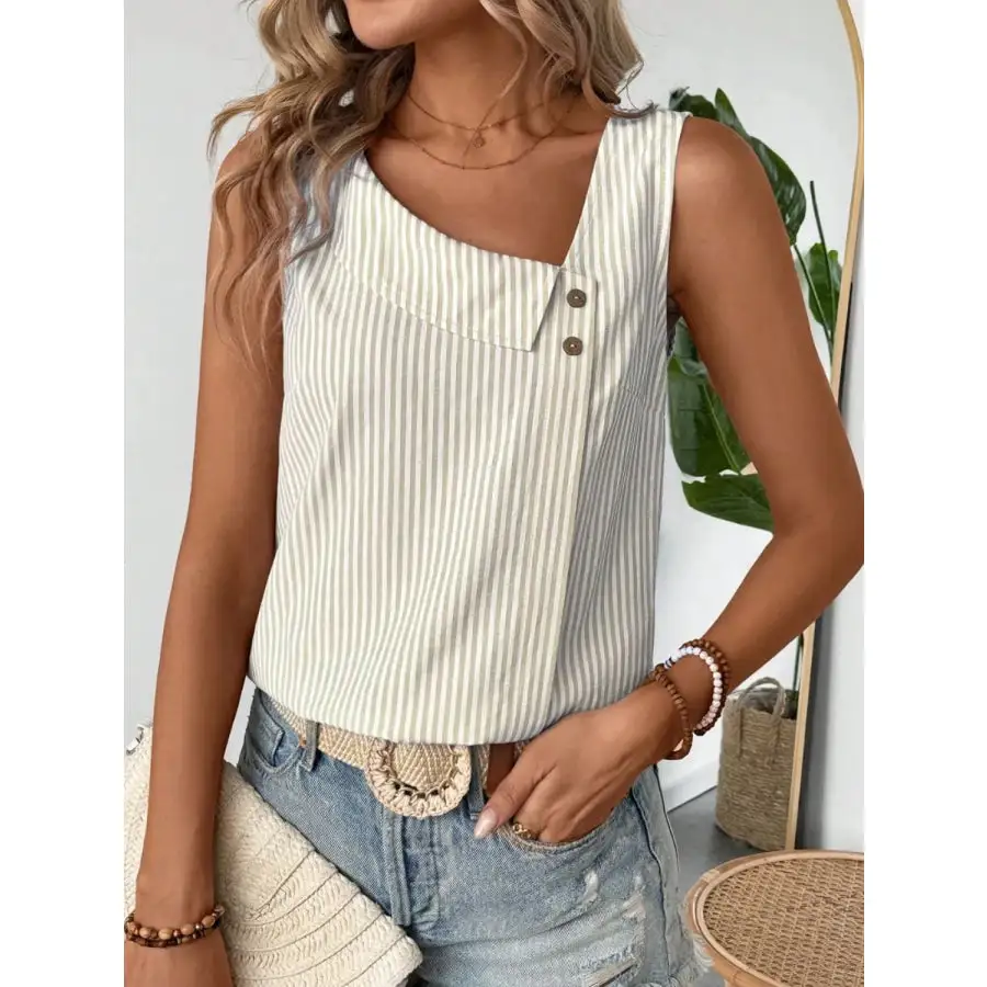 Decorative Button Asymmetrical Tank