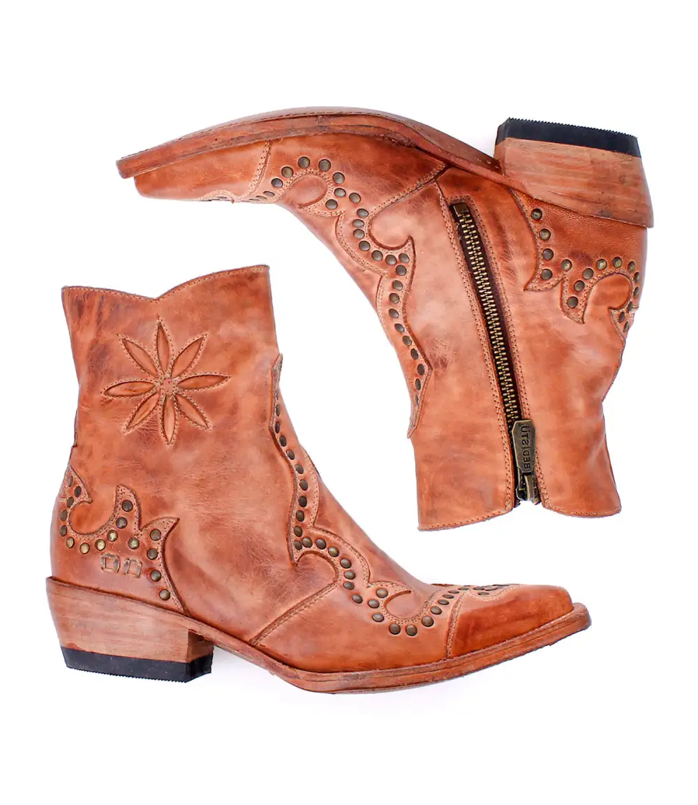 Floral-Stitched Studded Western Boots