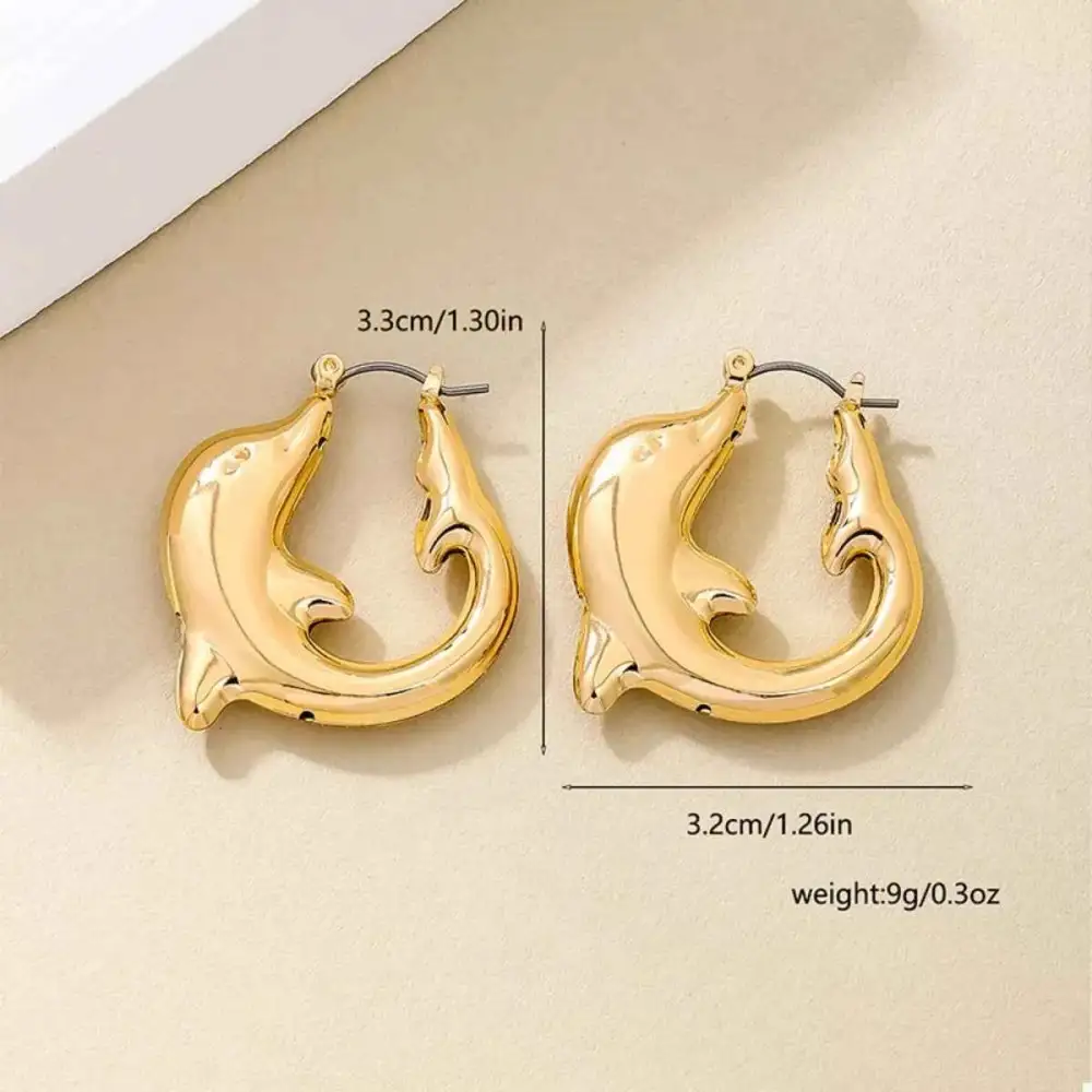 18K Gold Plated Dolphin Hoop Earrings