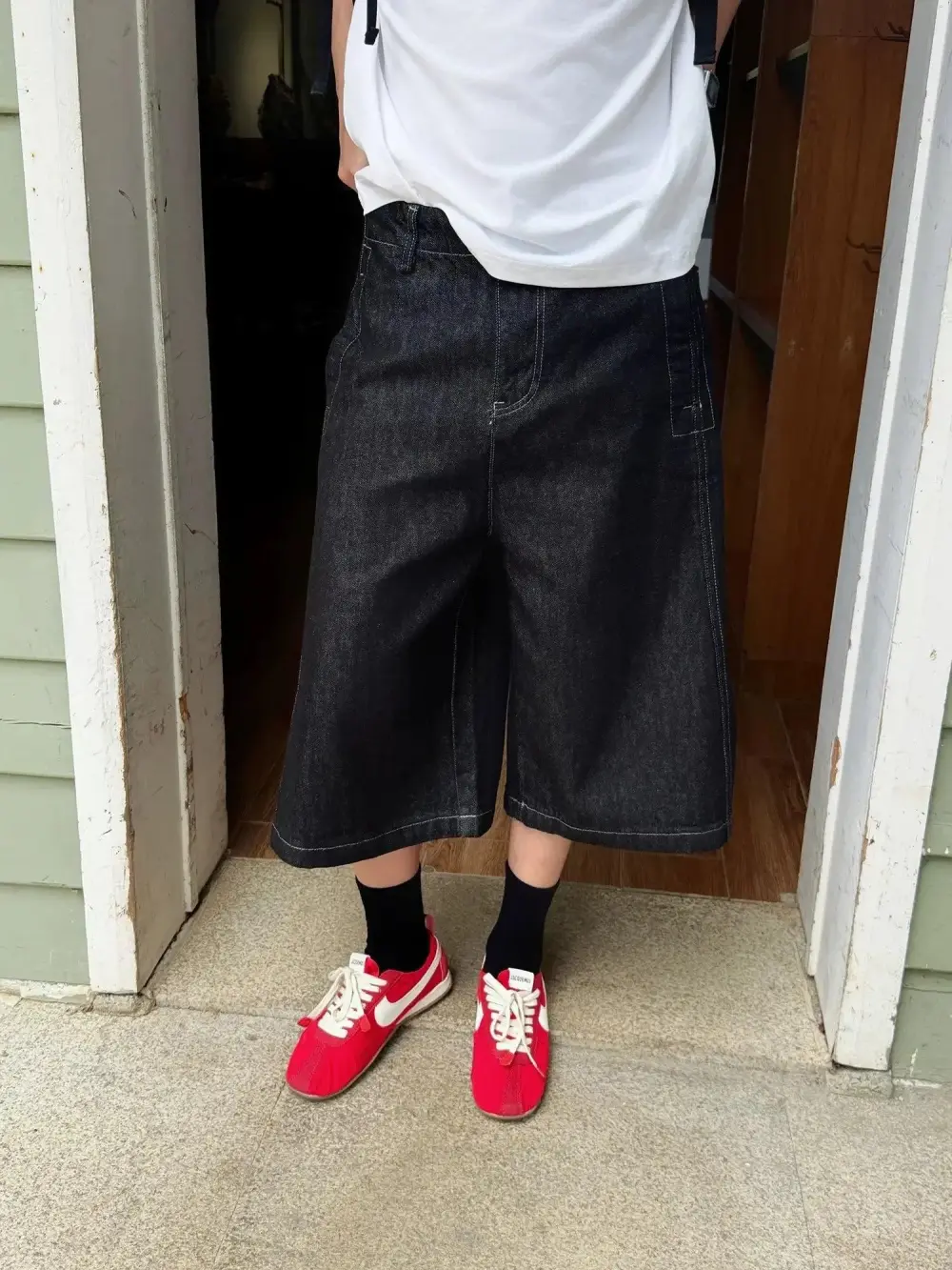 Washed Straight Leg Shorts