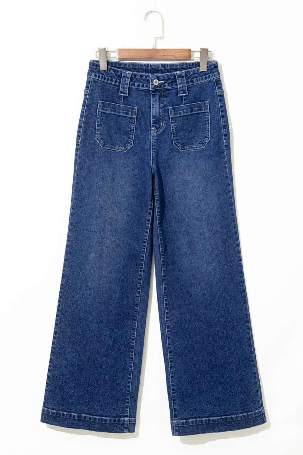 High Waist Relaxed Fit Wide Leg Pocketed Casual Jeans