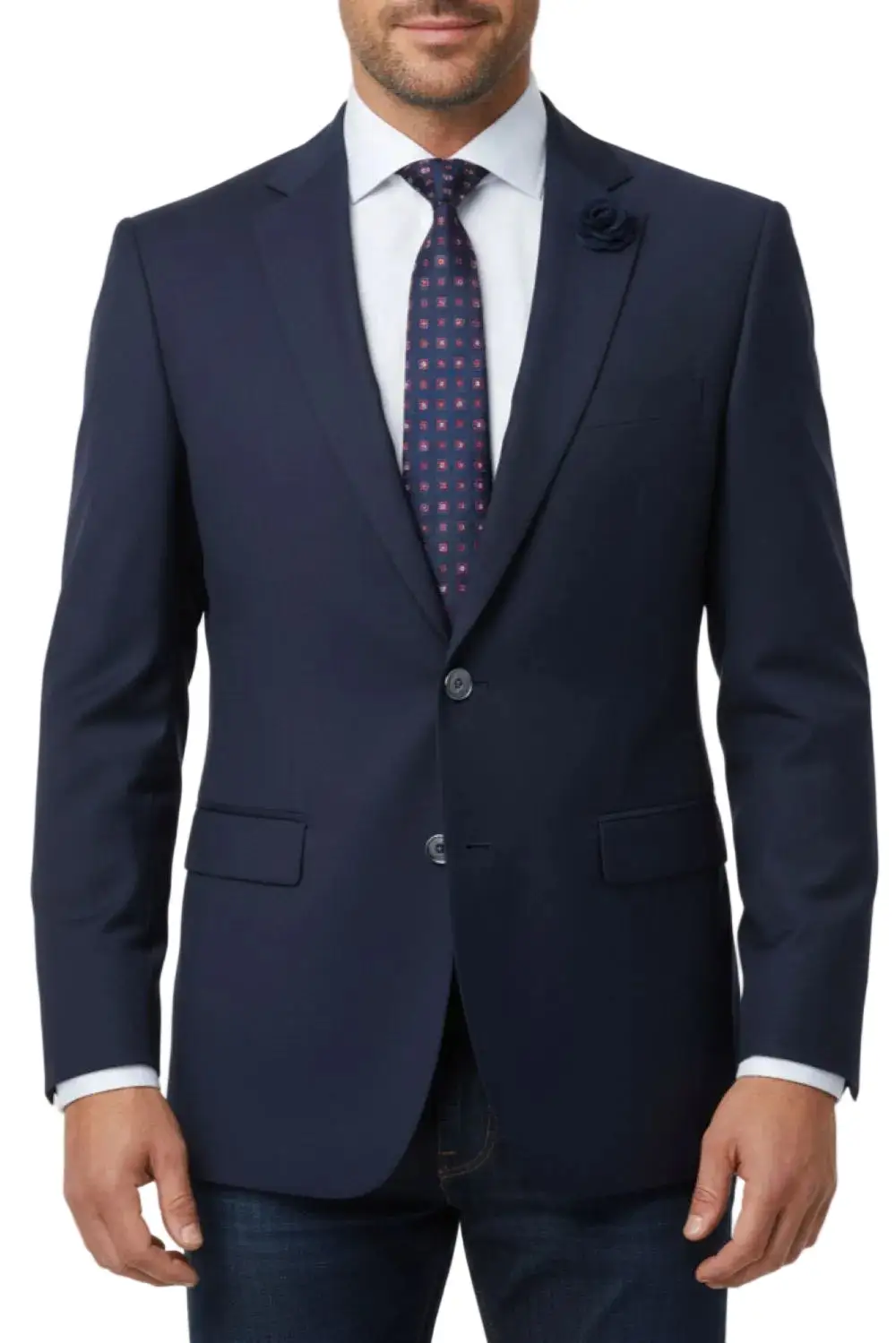 Navy Regular Fit Two Button Notch Lapel Blazer