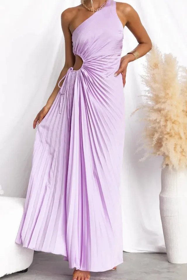 Women's Fitted One-Shoulder Asymmetric Bridal Maxi Dress