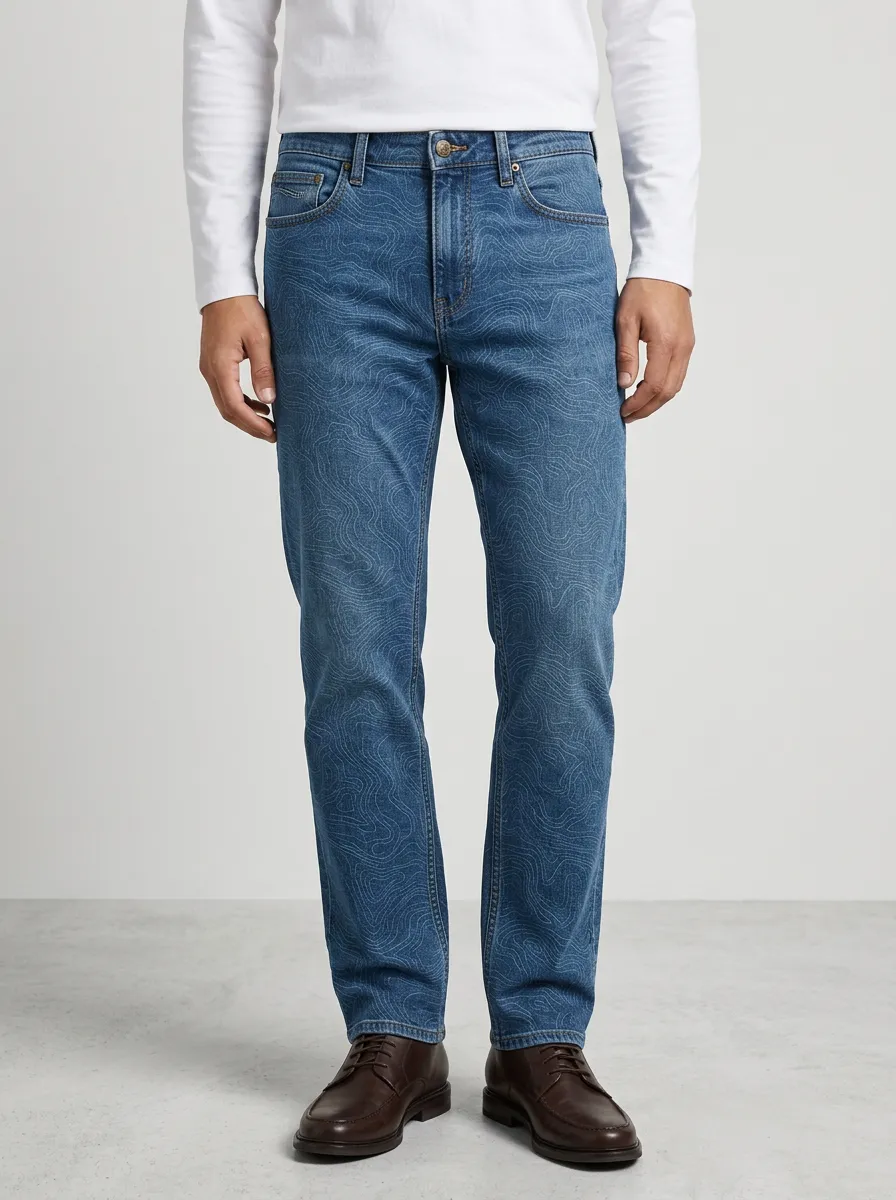 Topographic Map Waist Jeans