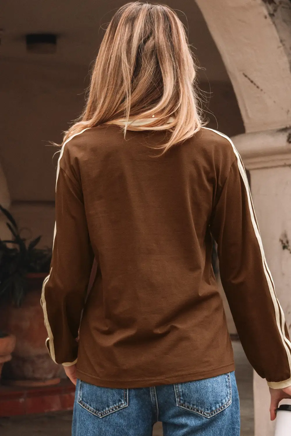 Women's Striped Crew Neck Long Sleeve T-Shirt