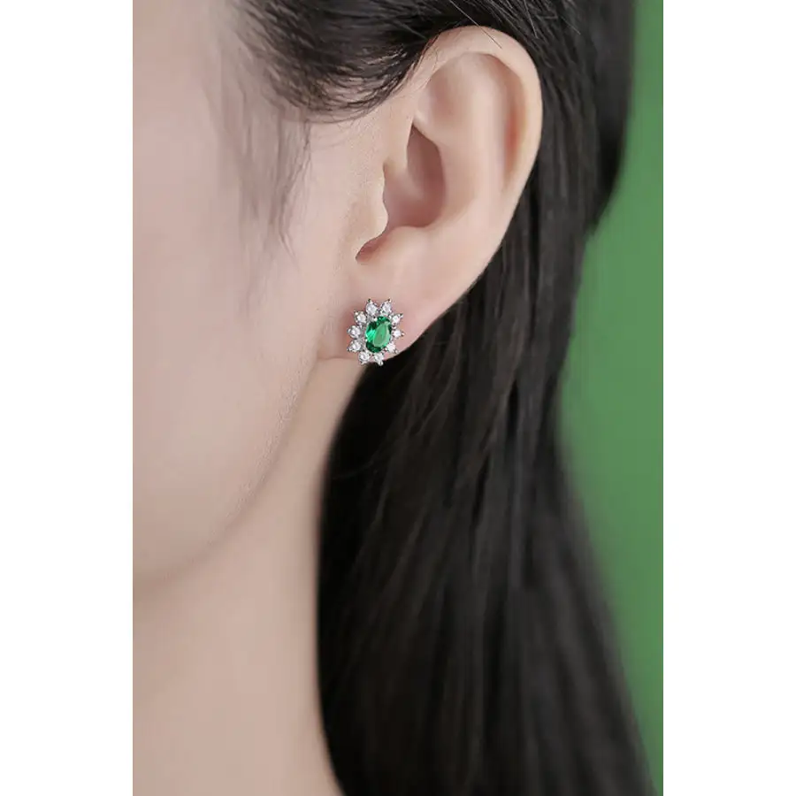 Lab Grown Emerald Stud Earrings