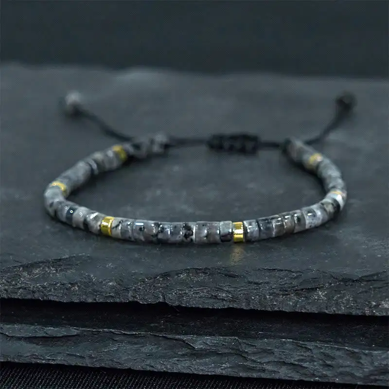 Natural Glitter Stone Spacer Bead Bracelet