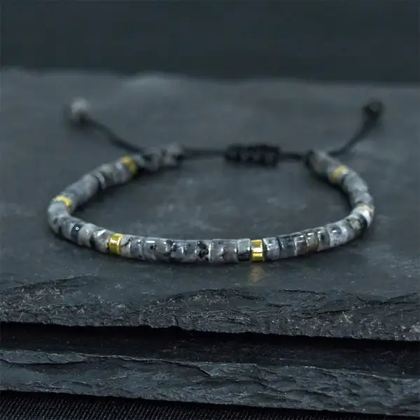 Natural Glitter Stone Spacer Bead Bracelet