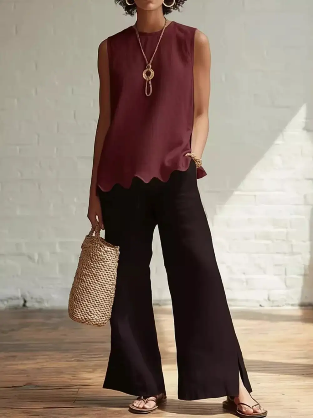 Buttoned Ruffled Tank Top