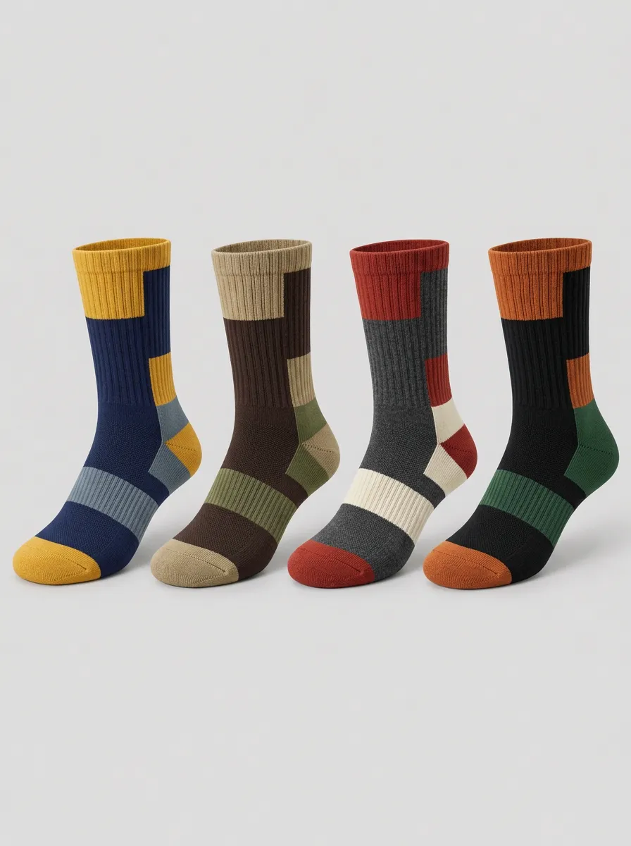 Men's Heritage Colorblock Geometric Pattern Printed Socks 4-Pack