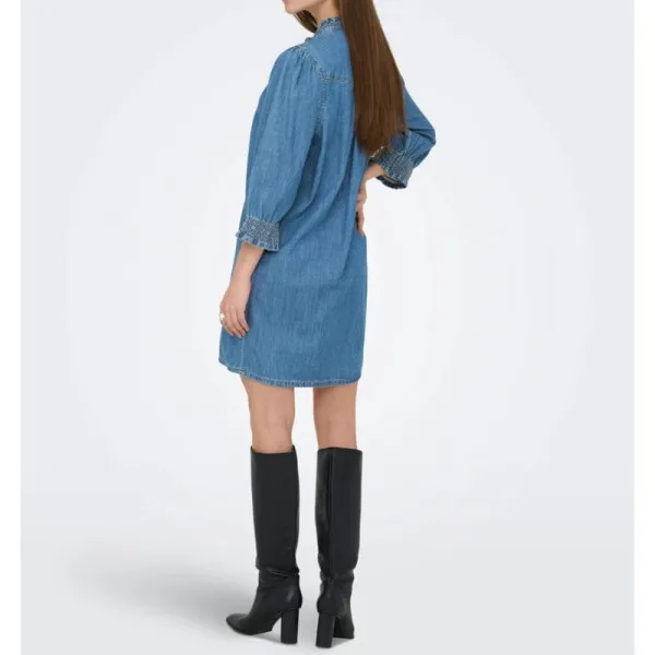 Denim Knit Three-Quarter-Sleeve Women's Mini Dress