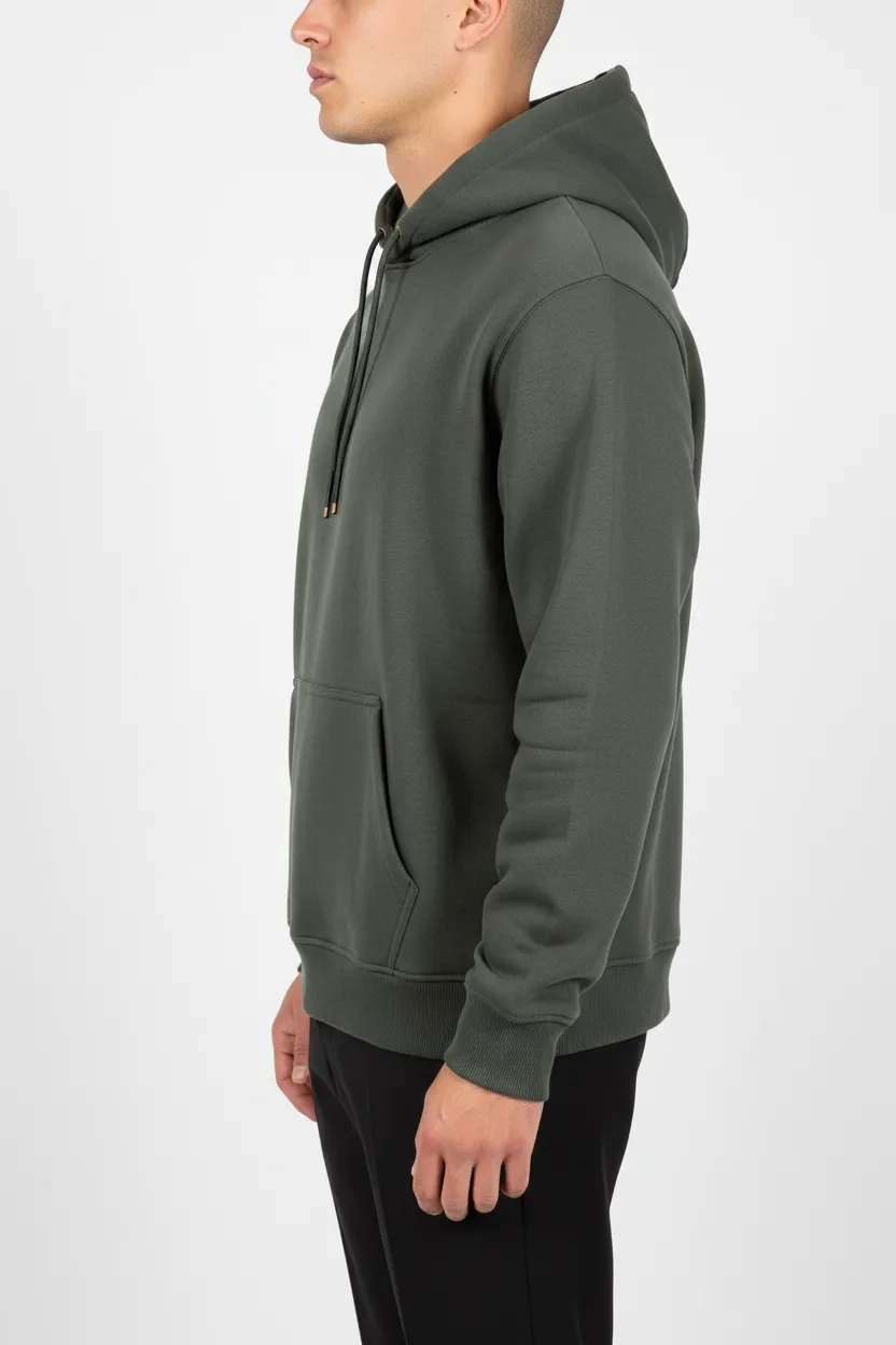 Modern Regular Fit Cotton Ribbed Hooded Pullover Hoodie