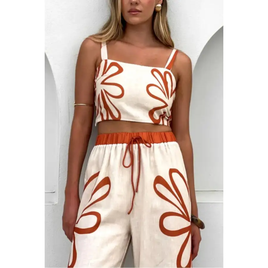 Smocked Square Neck Cami and Pants Set