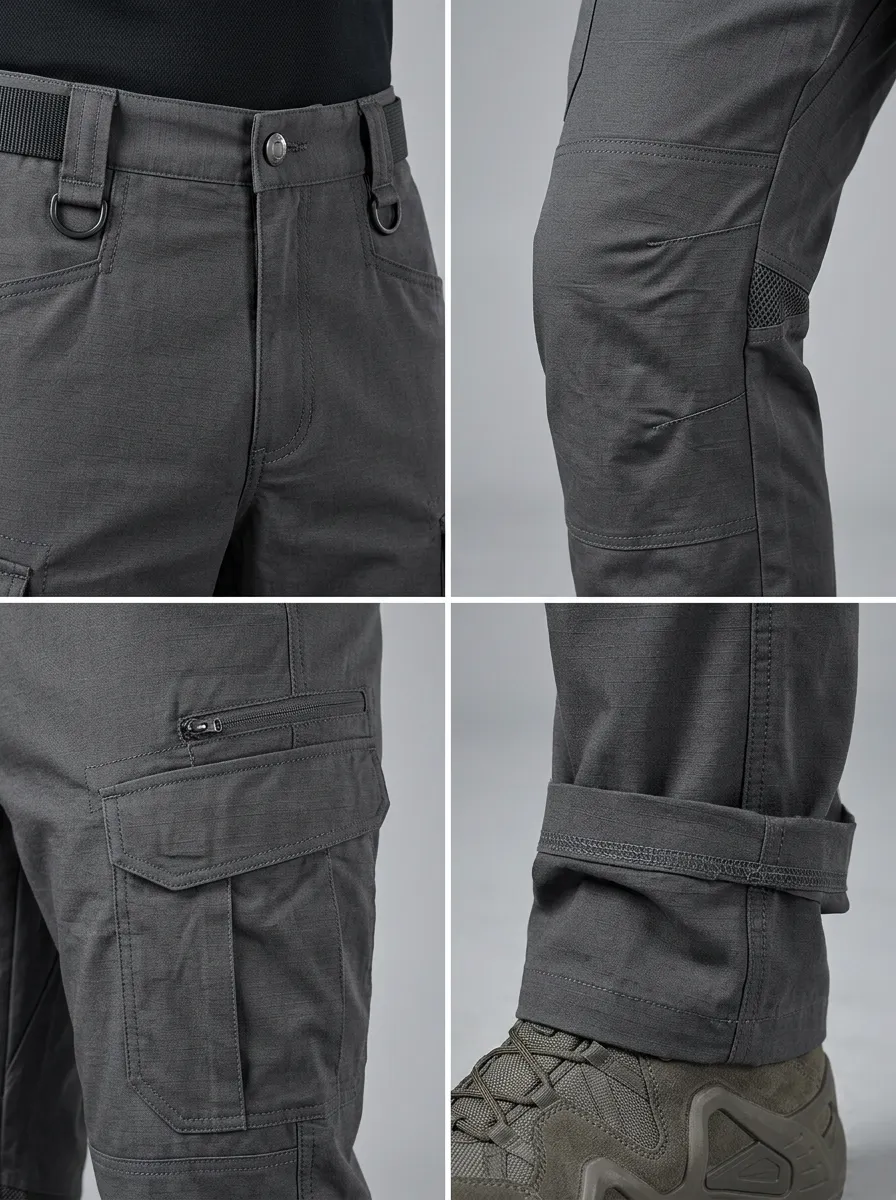 Men's Utility Tactical Outdoor Multi-Pocket Grey Cargo Pants