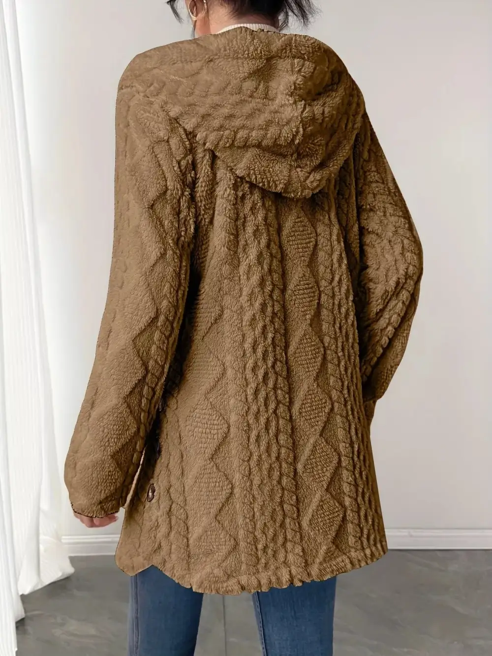 Full Size Button-down Hooded Outerwear Plus Size