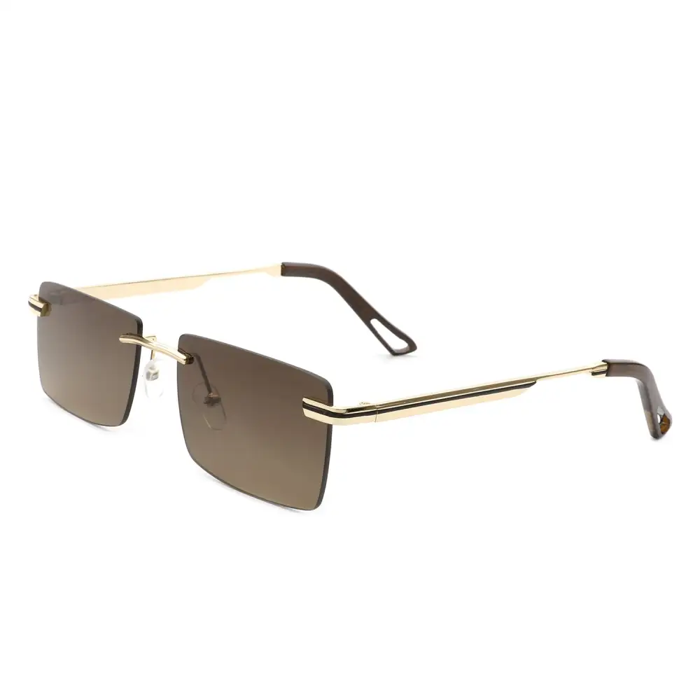 Smooth Rectangle Rimless Frame Sunglasses
