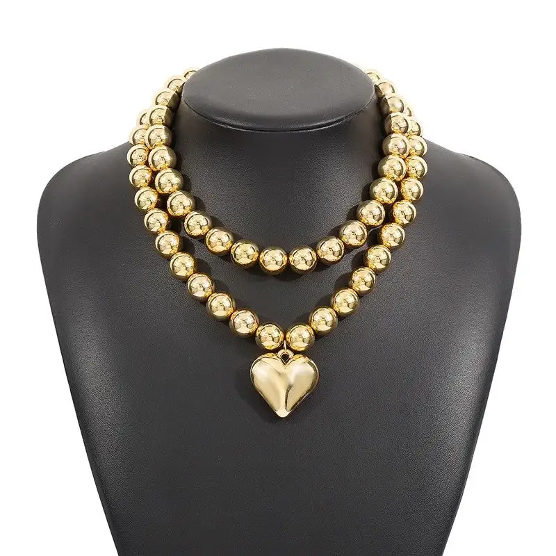 Layered Bead Pendant Necklace