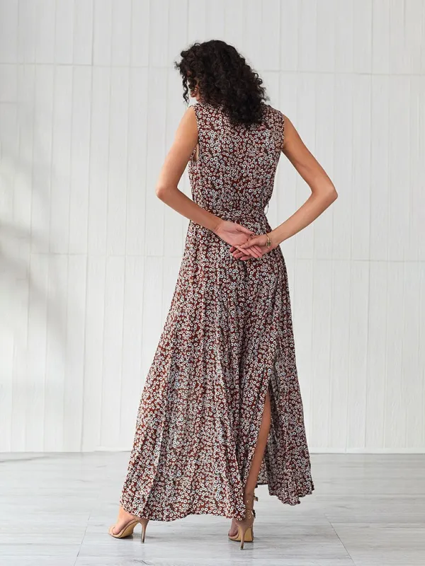 Layered Floral Boho V Neck Maxi Dress