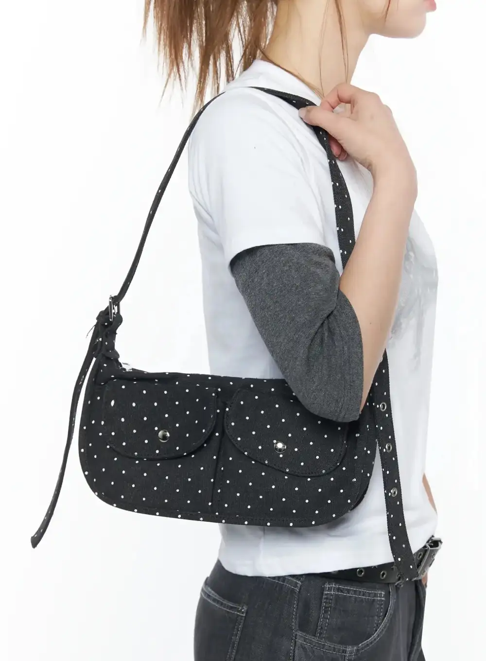 Polka Dot Two-Pocket Shoulder Bag