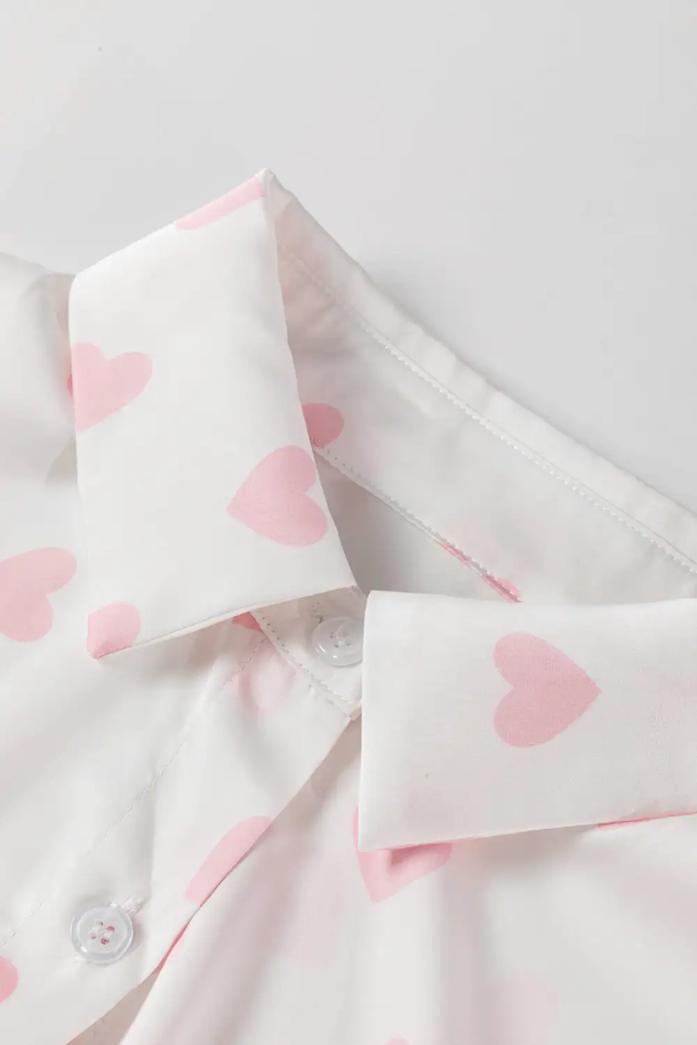 Heart Print Drop Shoulder Puff Sleeve Shirt