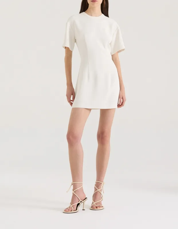 Cream Tailored Mini Dress