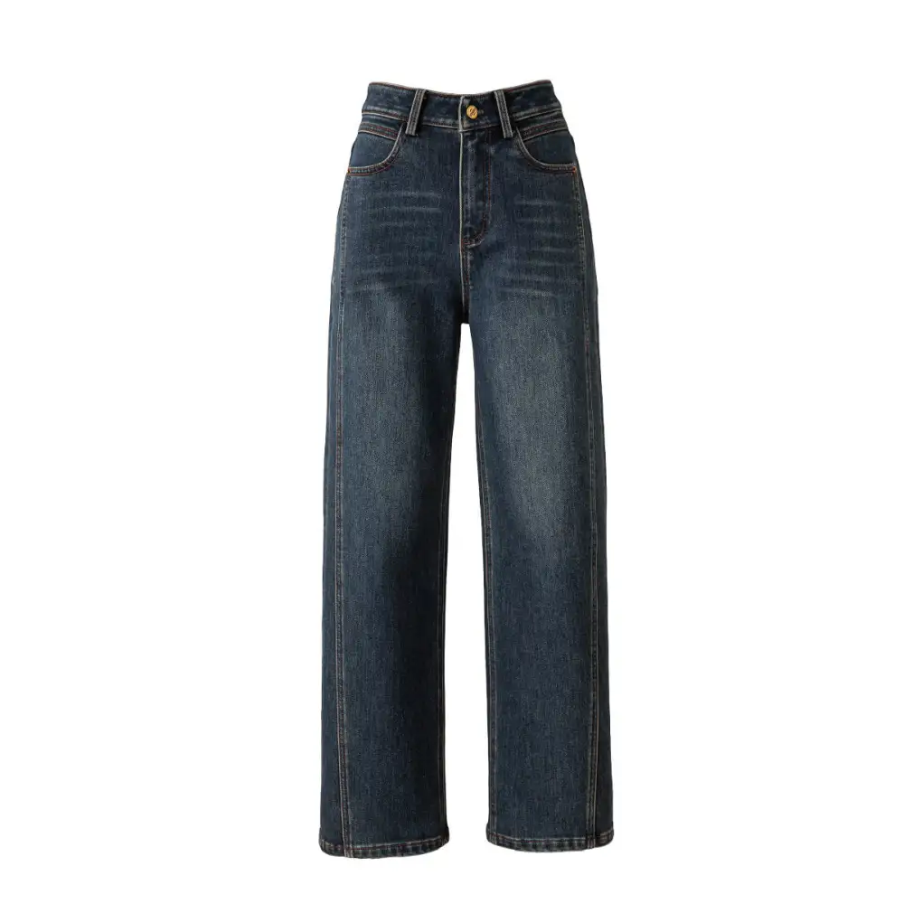 Contemporary Loose Fit Fleece Lined Straight Leg Jeans