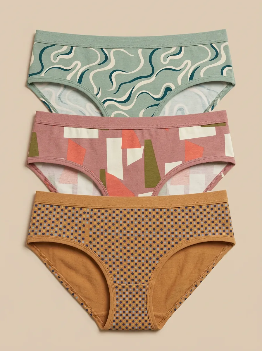 Women's Abstract Geometric Pattern Three-Pack Dots Briefs