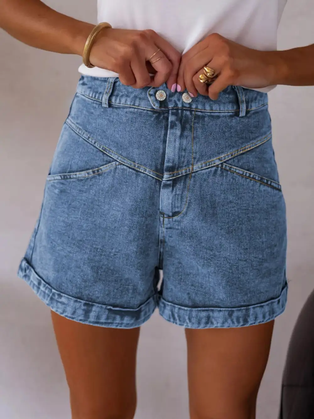 Relaxed High Waisted Denim Shorts