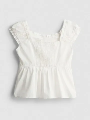7-15yrs | Shirred Square Neck Blouse
