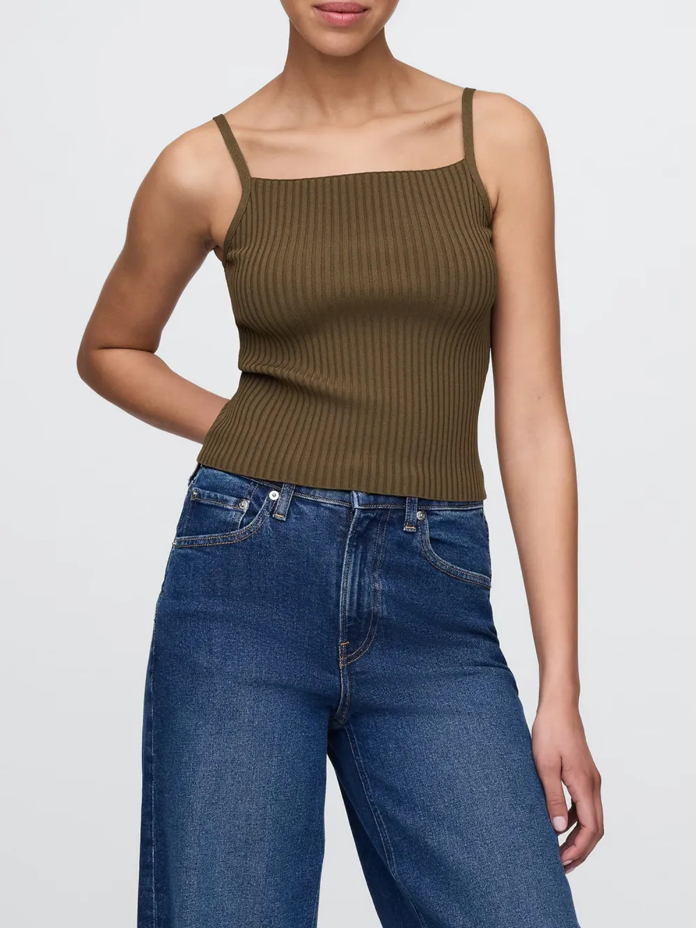 Solid Color Suspender Sweater