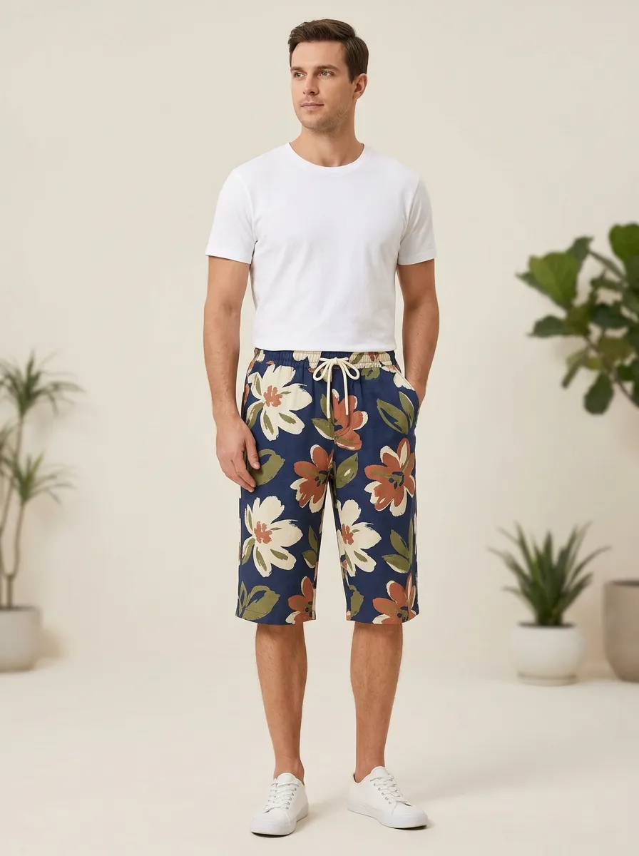 Men's Printed Botanical Floral Shorts