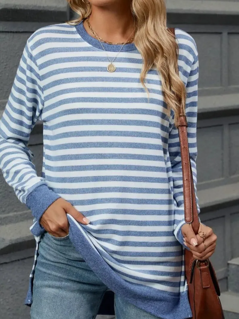 Everyday Striped Round Neck Long Sleeve T-Shirt