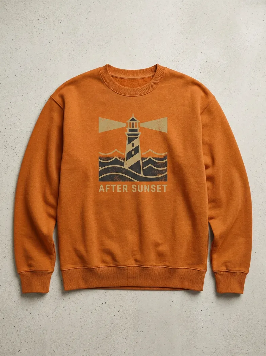Unisex Nautical Lighthouse After Sunset Printed Sweatshirt