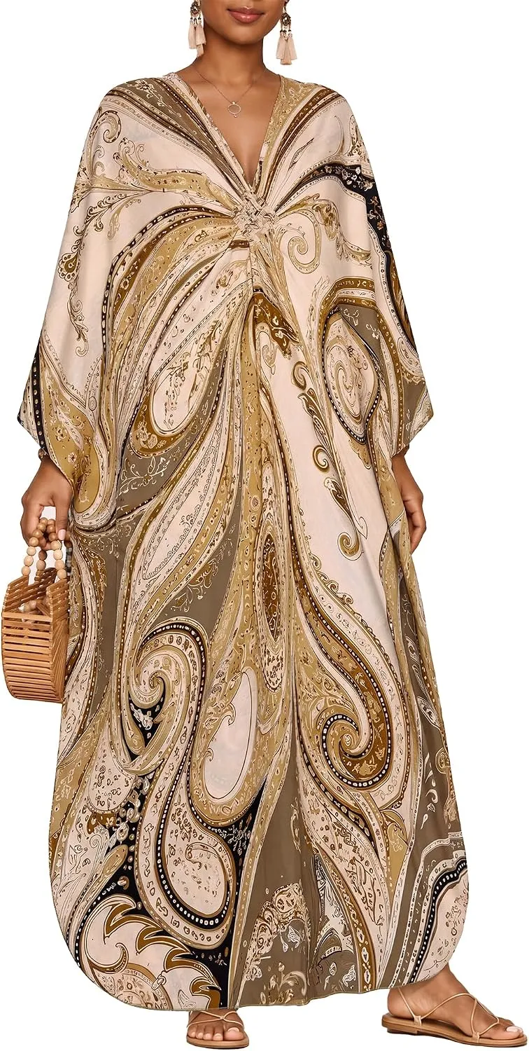 Bsubseach Moo Moos for Women Batwing Sleeve Kaftan Dresses with Pockets