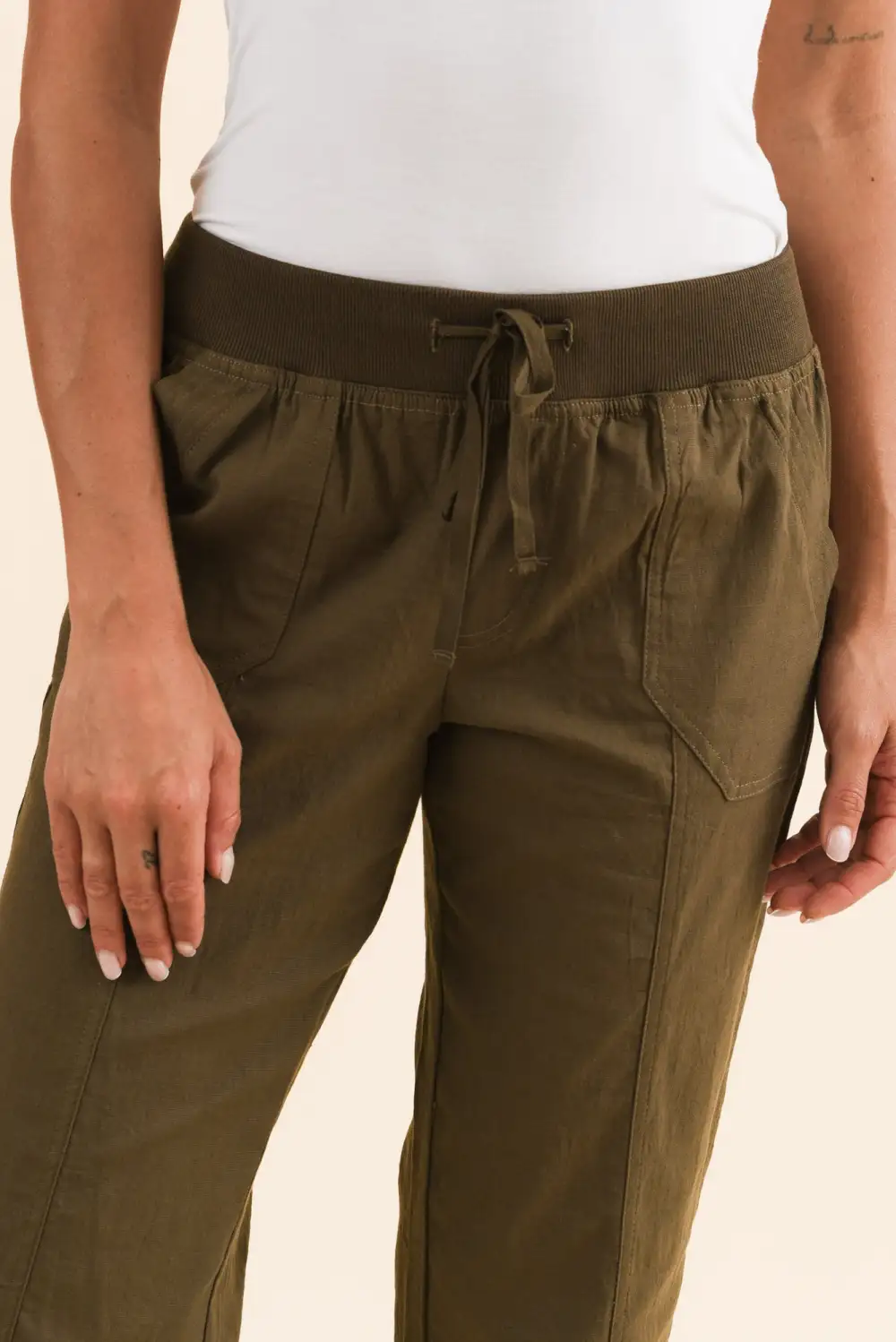 Mid Rise Drawstring Cargo Pants