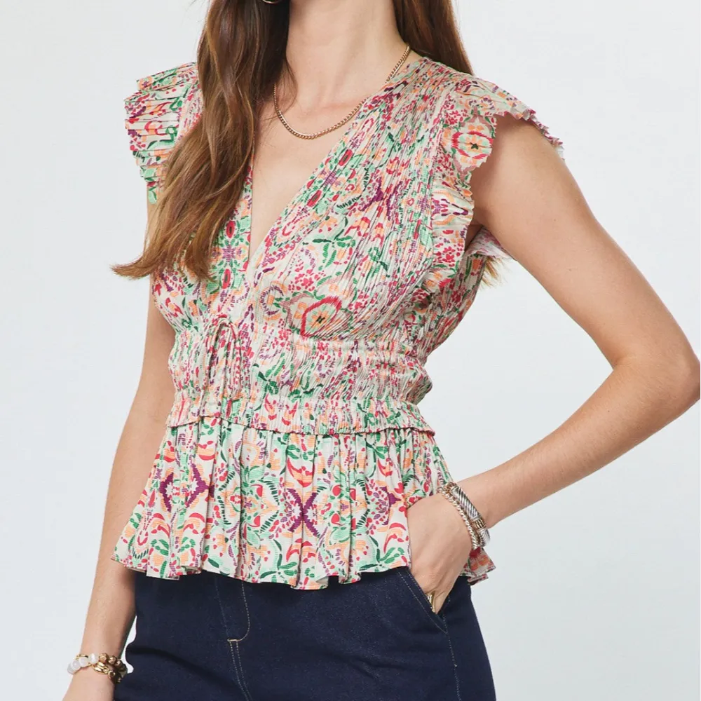 Relaxed Pleated Peplum Blouse