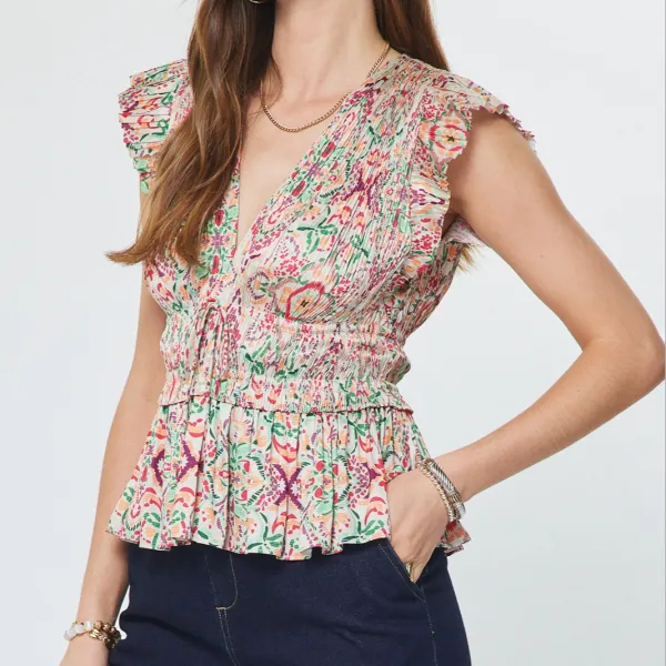 Relaxed Pleated Peplum Blouse