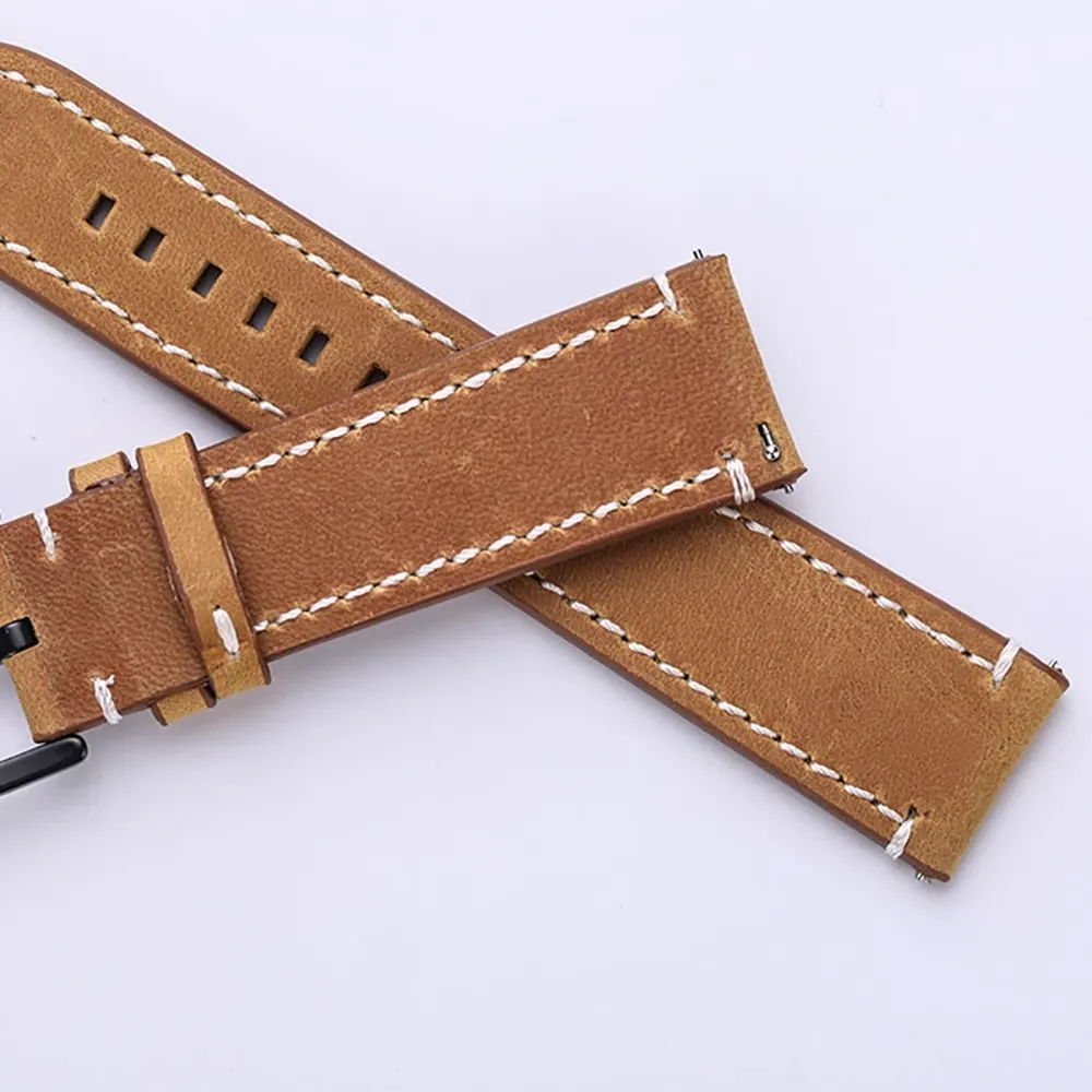 Leather Watch Band Replacement Strap with Silver Buckle Multi Colors