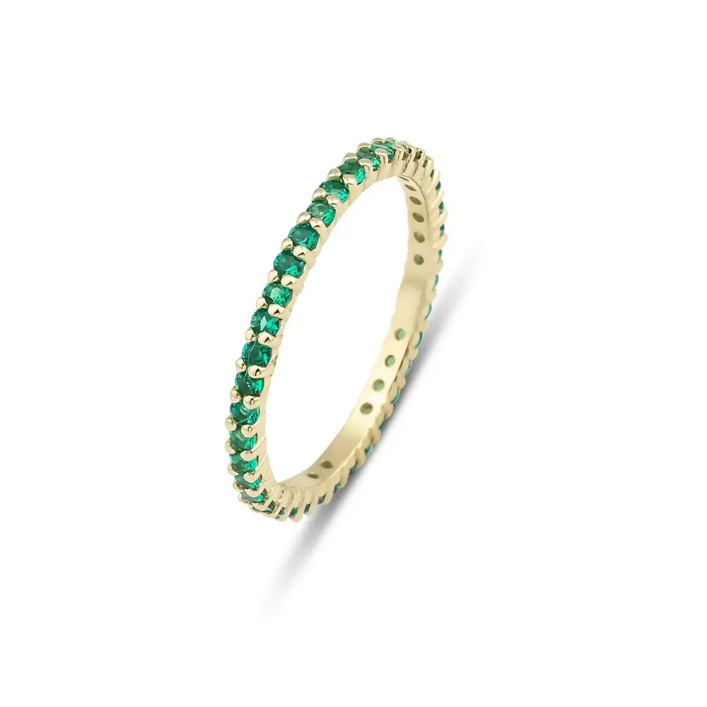 Solid Gold Full Eternity Emerald Wedding Ring