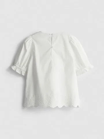 1-9yrs | Pure Cotton Shirred Embroidered Blouse