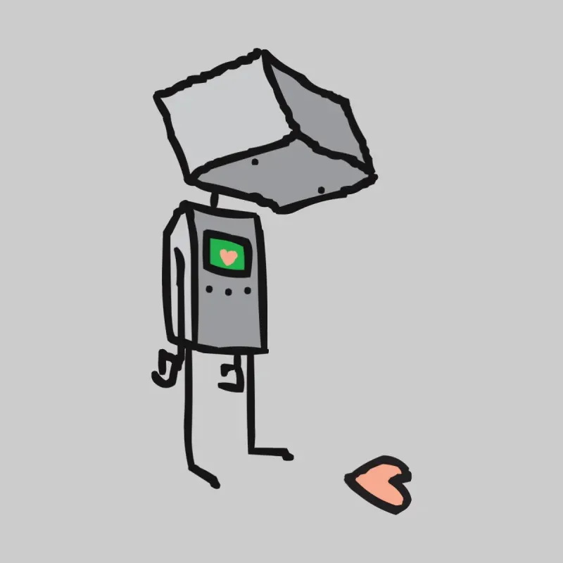 Cute Hand-Drawn Robot & Heart Jacket