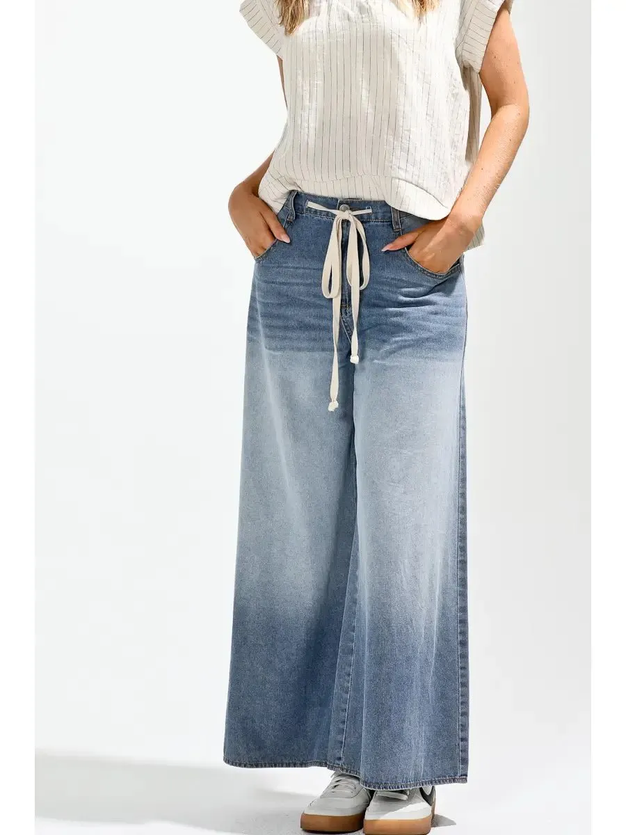 Ombre Dyed Wide Leg Jeans
