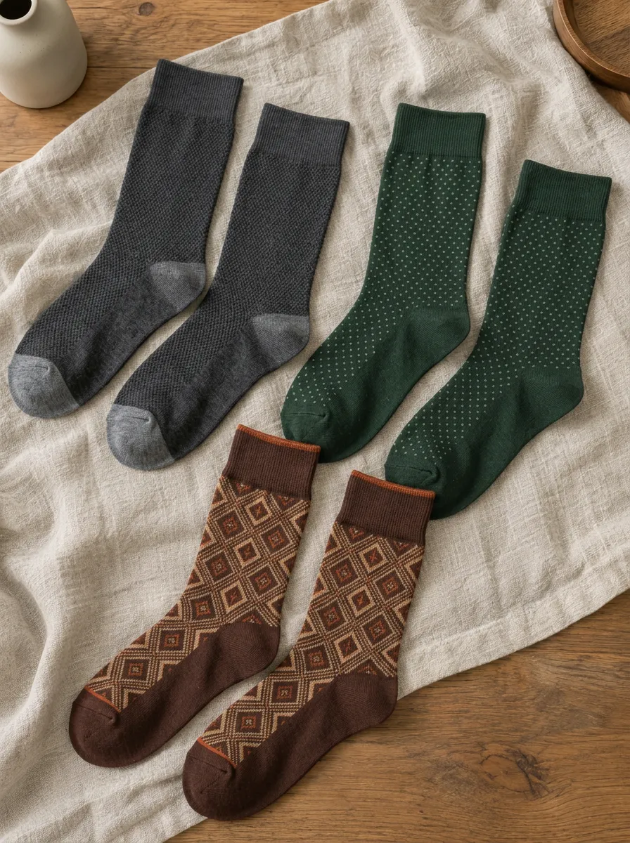 Men's Vintage Geometric Patterned Printed Socks 3-Pack
