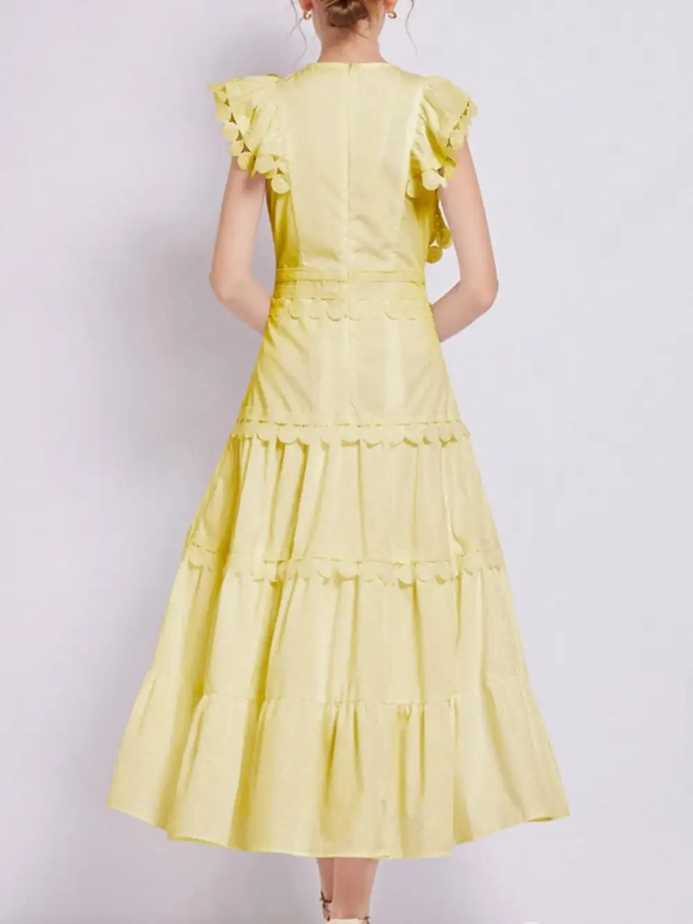 Embroidered Ruffle Tiered Dress Casual