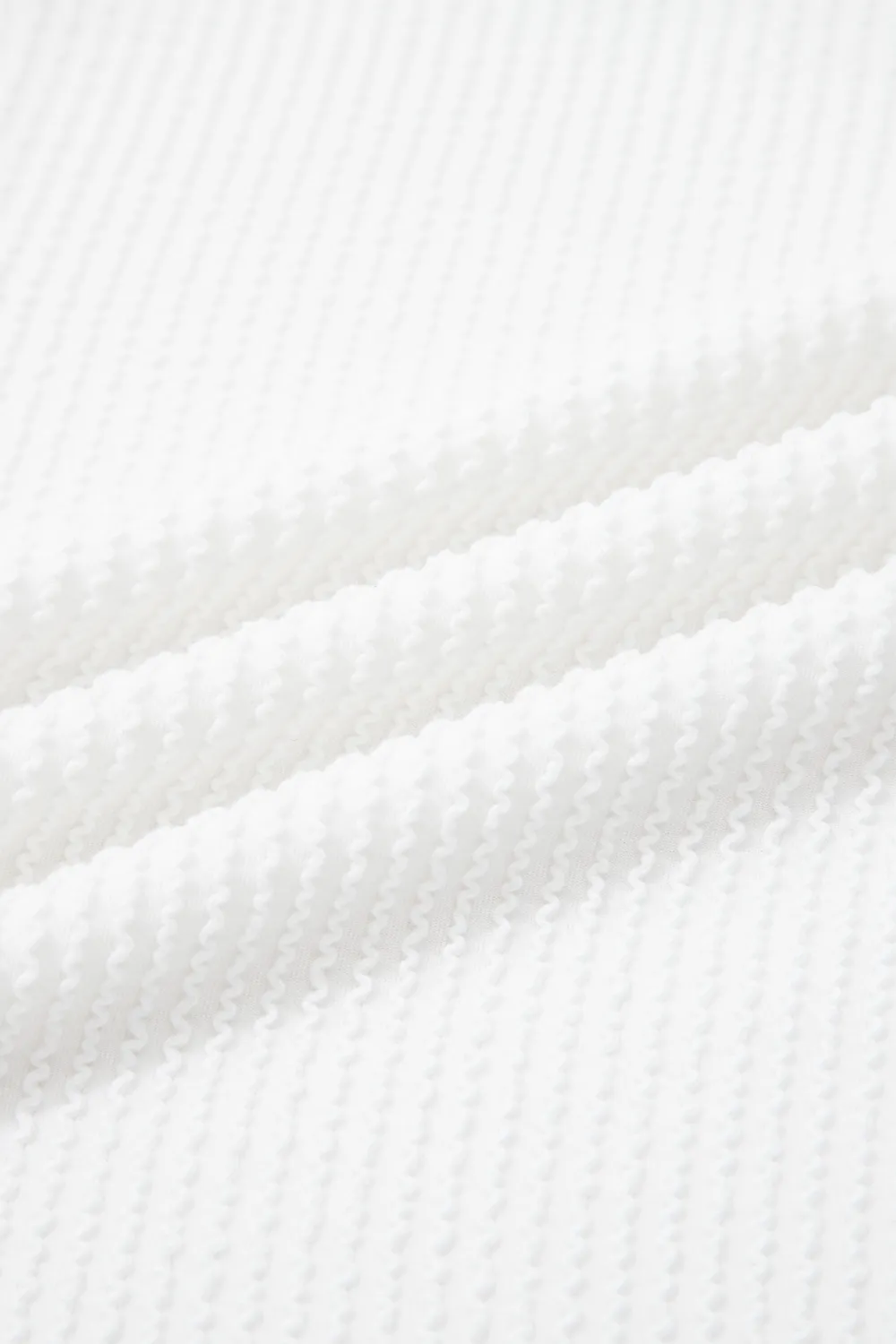 White Spiral Ribbed Raw Seam Top