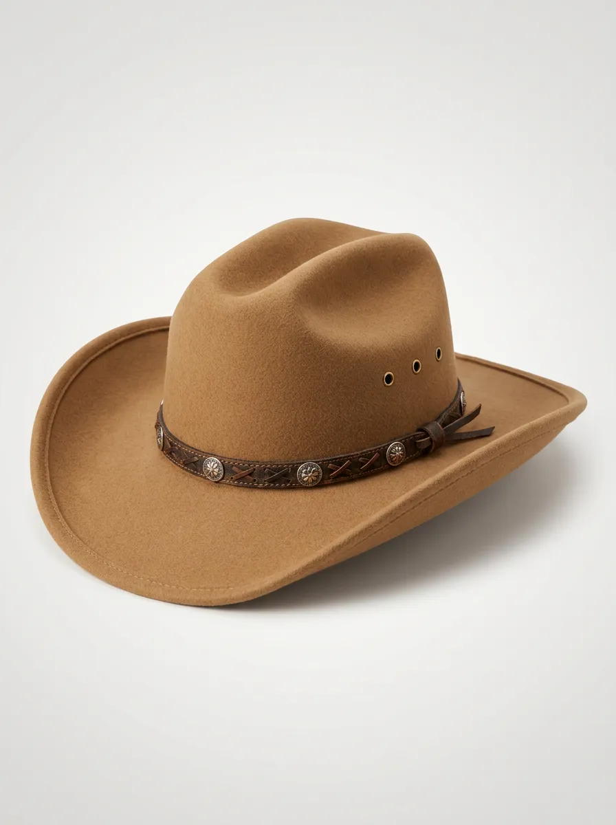 Western Felt Hat Featuring Studded Trim