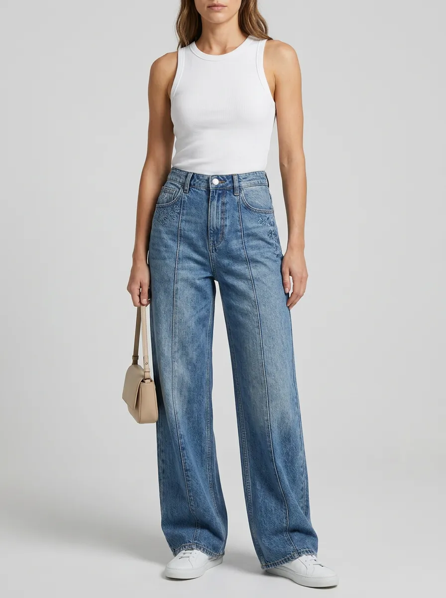 Women's Wide Leg Casual Denim Jeans